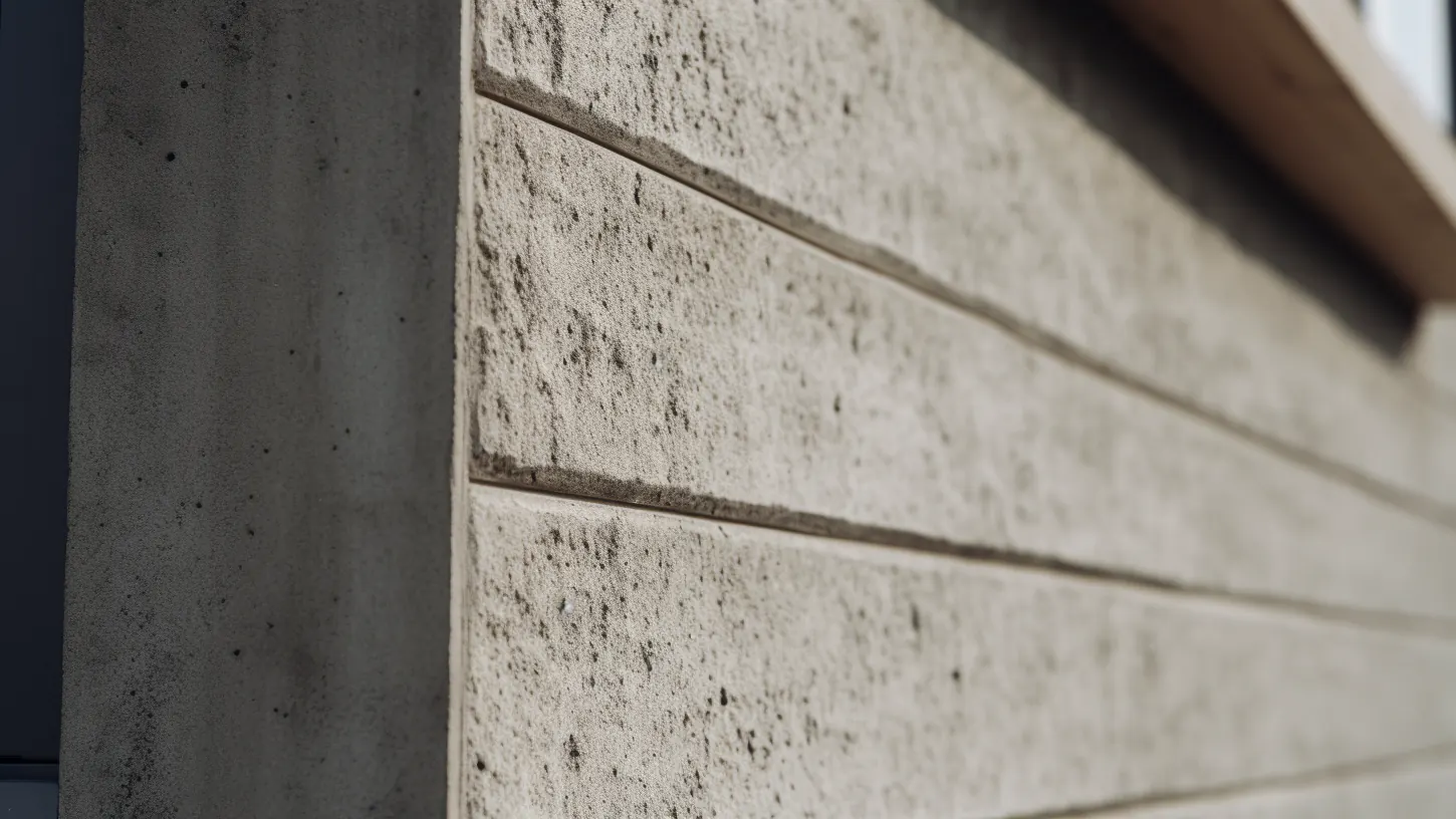 A close up of concrete siding