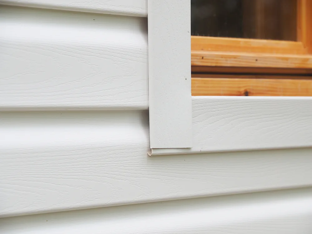 Zoomed in vinyl siding on a home