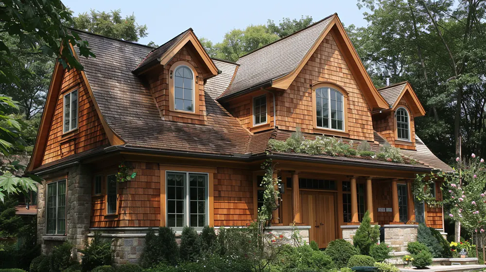 A house with james hardie cedar shake siding