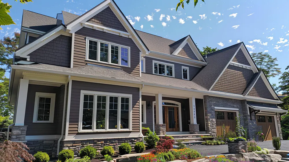 A house with james hardie cedar shake siding