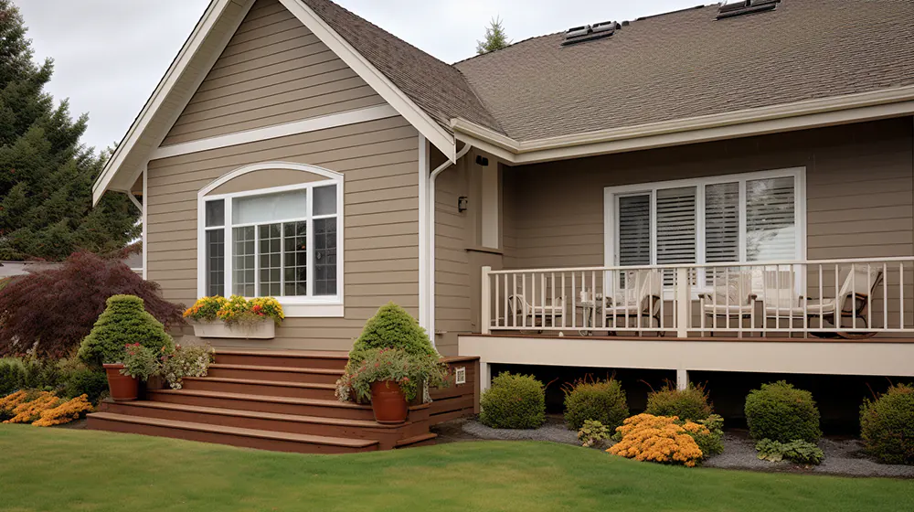 Taupe vinyl siding on a home