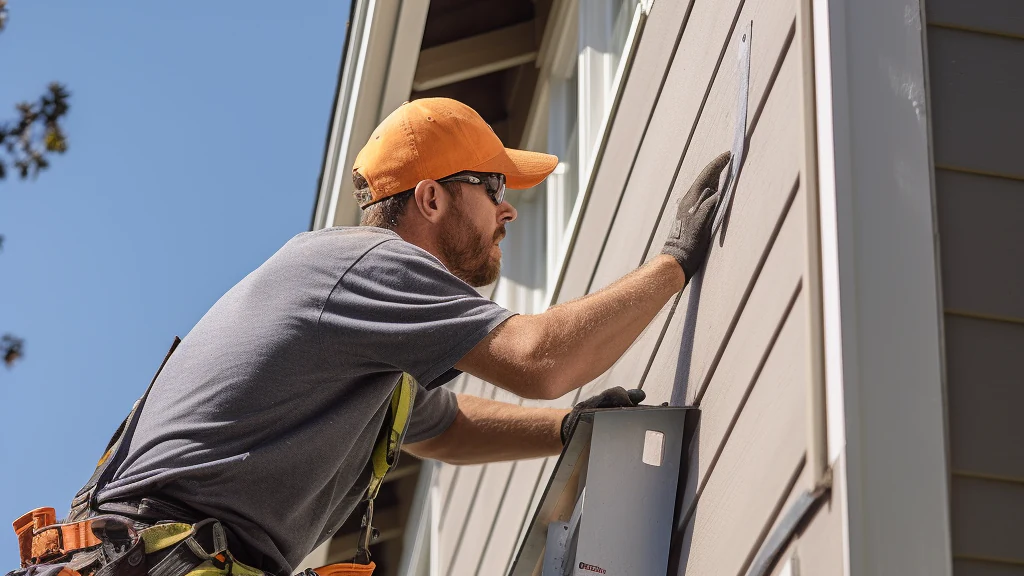 Siding contractor repairing vinyl siding in sacramento, ca