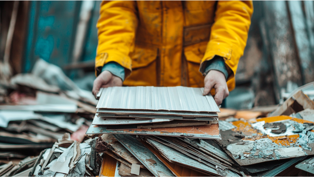 A person recycling vinyl siding