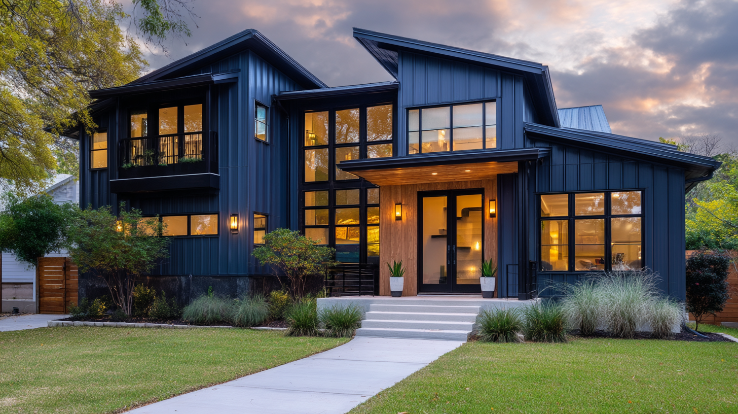 Contentcreationteamkova modern home exterior with dark blue alu 003cf426 e18a 4de6 b5a9 b65b63d09075