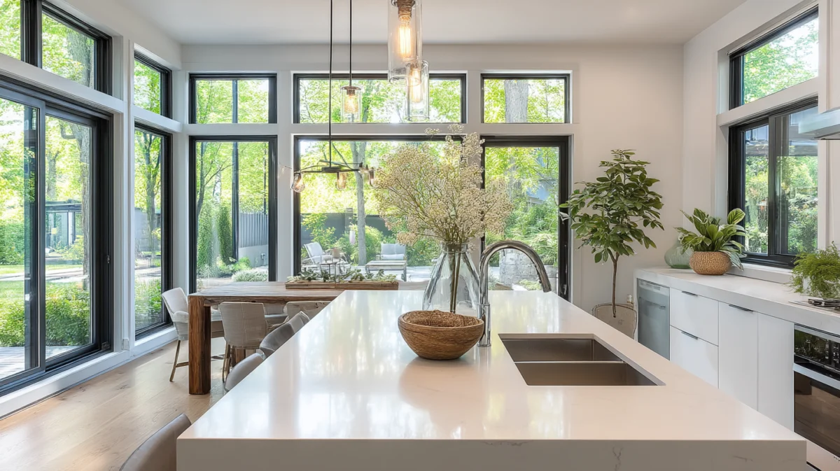 Richmond 4 Modern kitchen with large black-framed windows