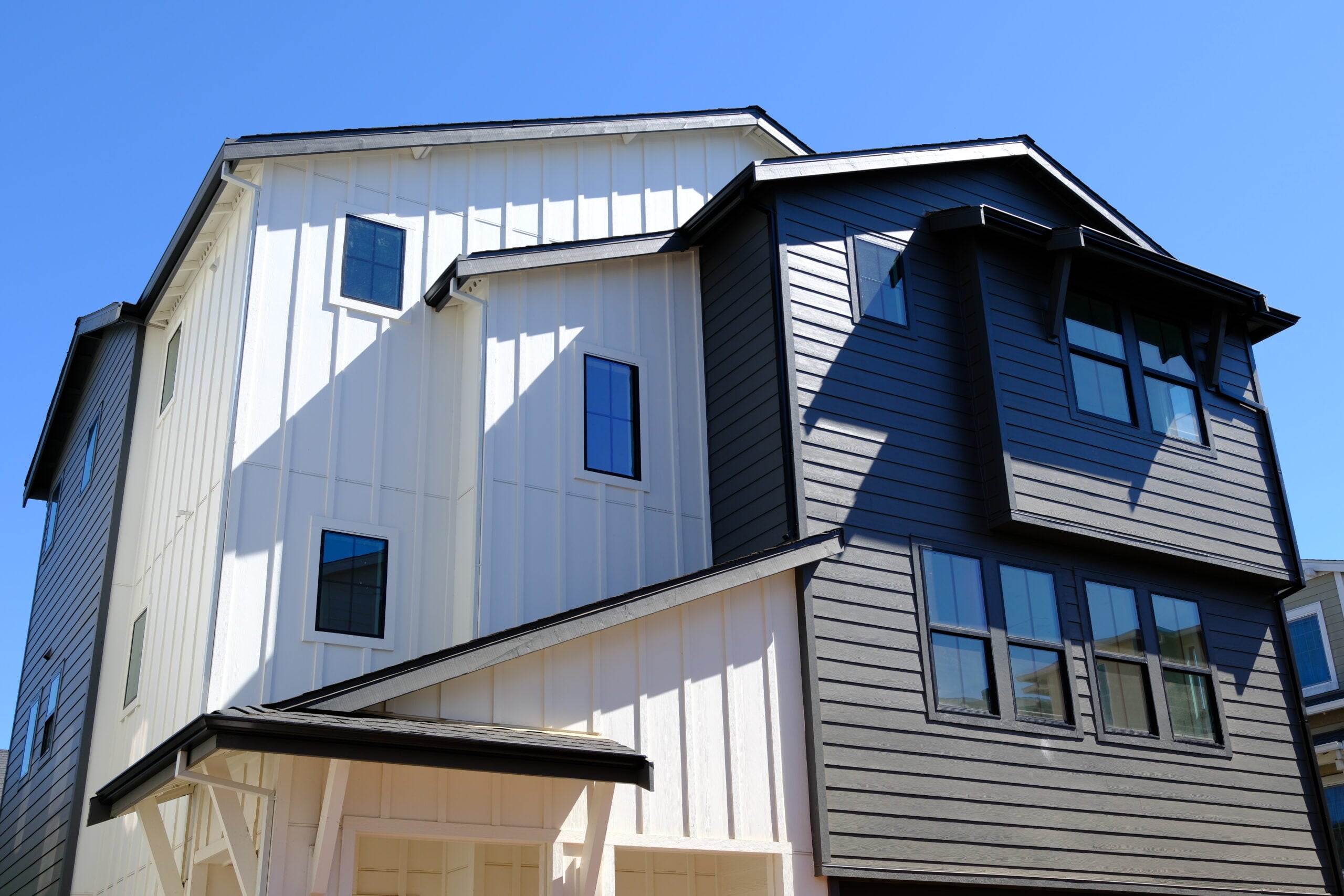 white and black sided building